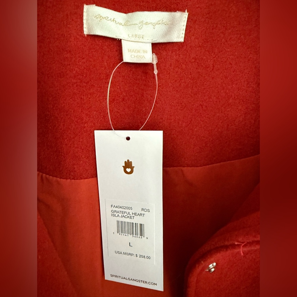 ✨ NWT Spiritual Gangster “Grateful” Heart Isla Varsity Jacket - Size Large✨ - Picture 9 of 10